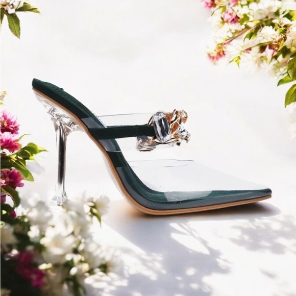 Green Transparent Gold Link Mule - Picture 4 of 4